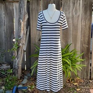 J. Crew Blue and White Midi Sundress with Scoop Neck